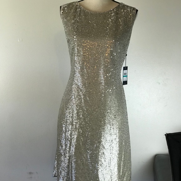 Tommy Hilfiger Gold Sequin Cocktail Dress NWT - Picture 2 of 6